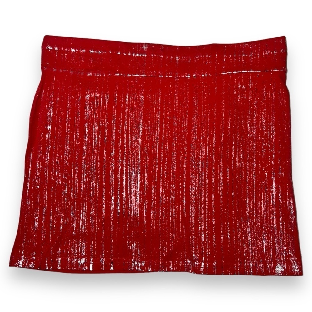 Like An Angel Women’s Pull On Cotton Stretch Skirt True Red/Silver Foil Size 3X